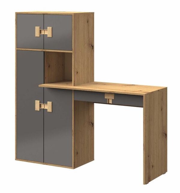  Domel Biurko Z Regałem Index 11 Dąb Artisan/szary Połysk 