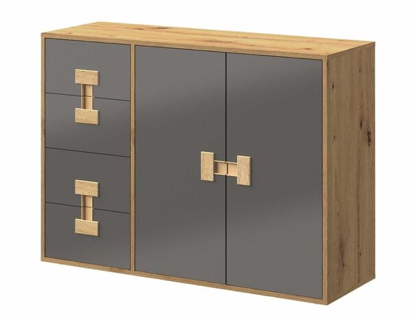  Domel Komoda Dwudrzwiowa Z Szufladami Index 08 Dąb Artisan/szary Połysk 