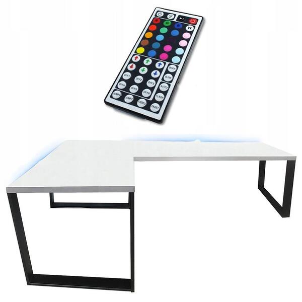  Merkury Market Biurko Gamingowe Narożne Loft Low Białe 202x136x2.8 Model 1 