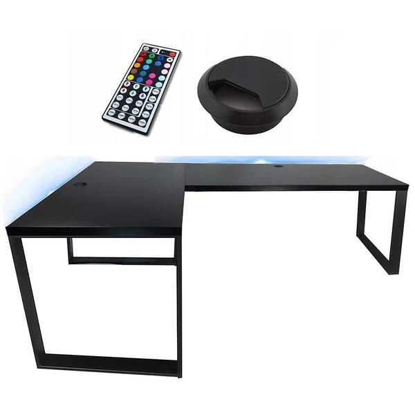  Merkury Market Biurko Gamingowe Narożne Loft Low Czarne 202x136x2.8 Model 2 