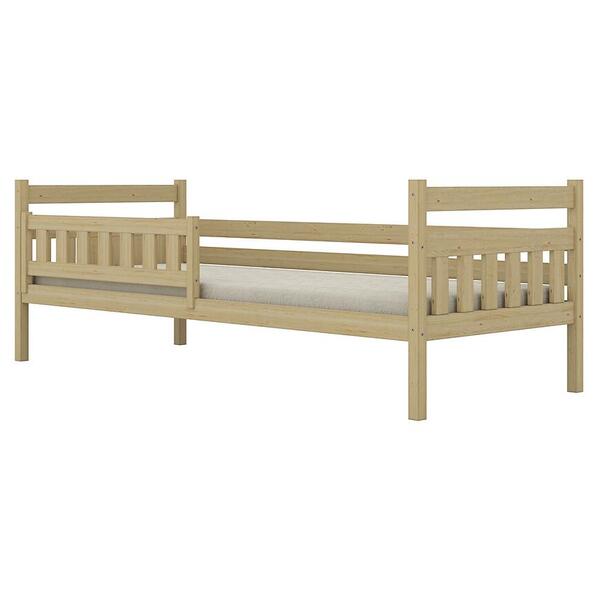  Merkury Market Łóżko Dawid Standard + Barierka 80x200 Naturalne, Nielakierowane 