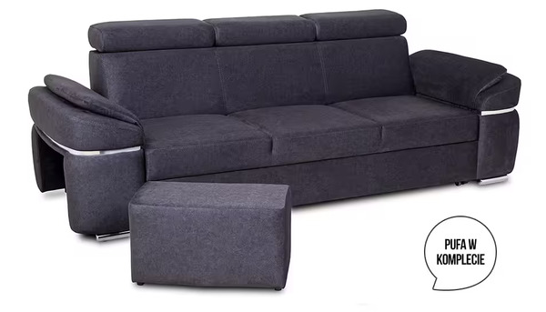  Pamil-meb Sofa Rozkładana Z Pufą Palermo Popielata 