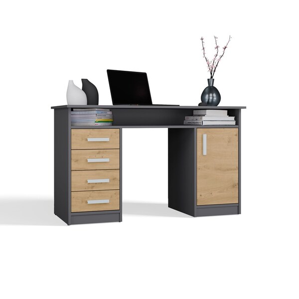  Top E Shop Biurko Adela 125 Cm 4s Antracyt/dąb Artisan 