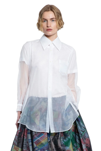  Layered Wool Mesh And Tulle Shirt 