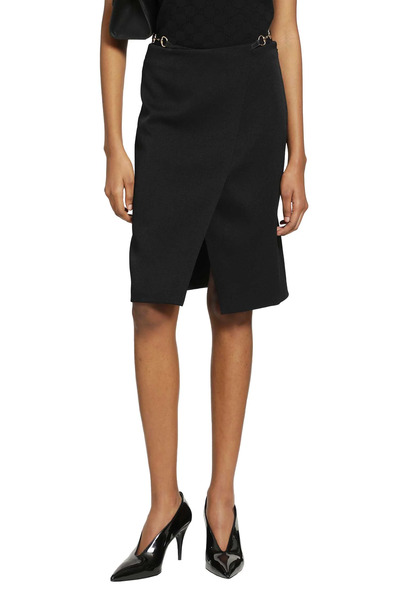  Wool Drill Knee Lenght Skirt 