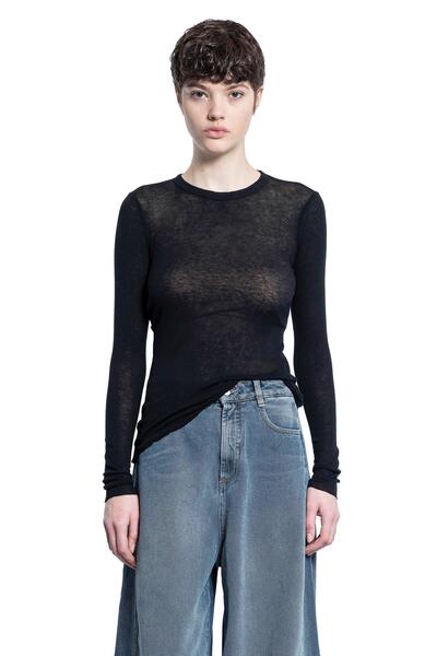  Cotton Cashmere Ribbed Long Sleeve Top 