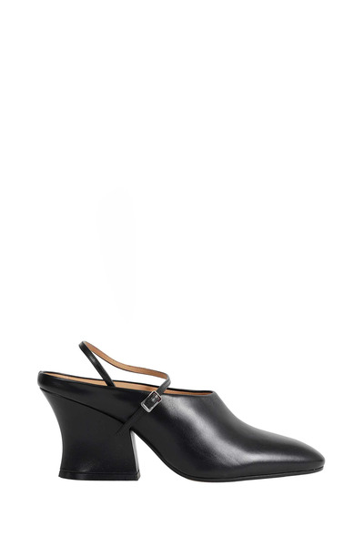  Leather Block Heel Mules 