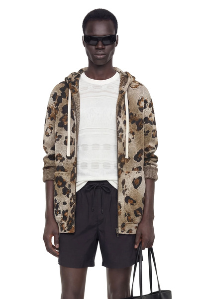  Leopard Knit Zip-up Hoodie 