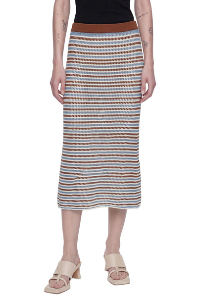 Striped Cotton Crochet Skirt 