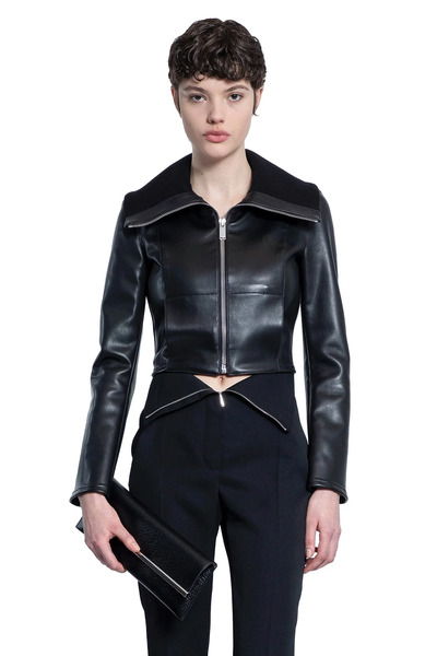  Folded Collar Leather Jacket 
