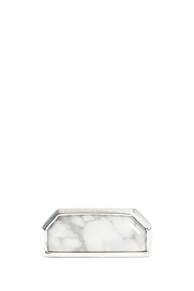  Silver Half Cut Howlite Ring 