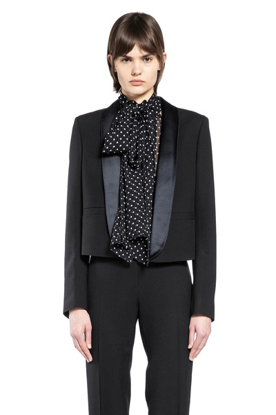  Single Breasted Cropped Tuxedo Jacket 