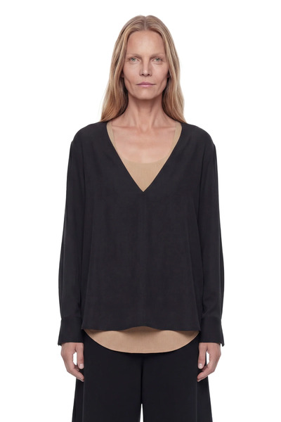 V-neck Tweed Blouse 
