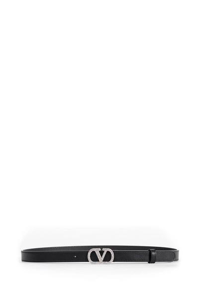  Crystal V Logo Leather Belt 
