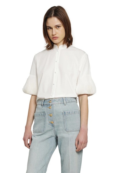  Short Sleeve Shirt With Pleated Cuffs 