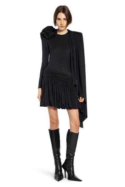  Jersey Mini Dress Flower Appliqué 