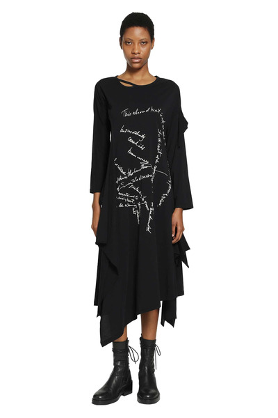  Handwriting Print Dress 