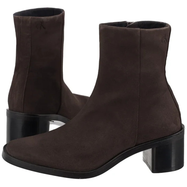  Calvin Klein Botki Block Heel Zip Boot Sue Chocolate Brown Hw0hw02592 Gbw (ck702-a) Calvin Klein 