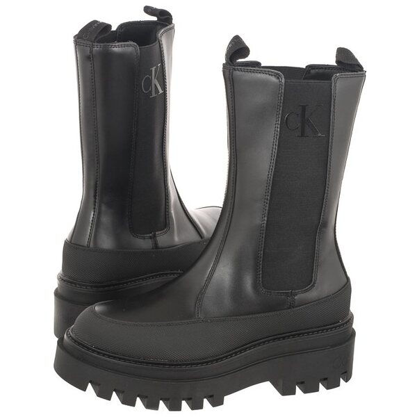  Calvin Klein Trapery Flatform Chelsea Boot Lth Wn Triple Black Yw0yw01111 0gt (ck386-a) Calvin Klein 