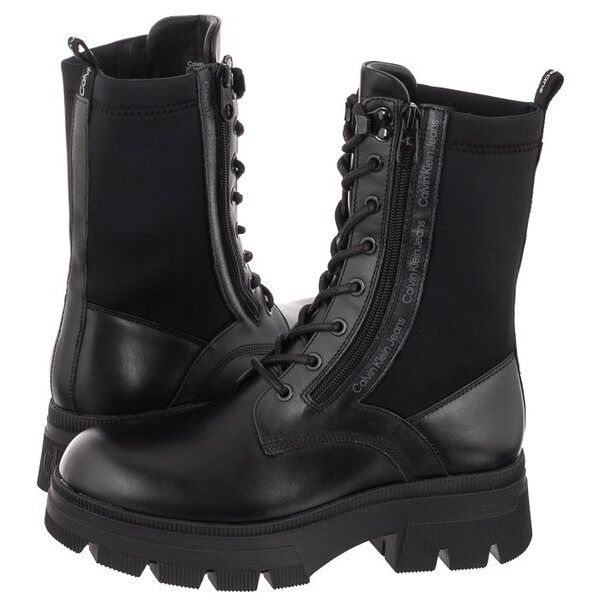  Calvin Klein Workery Chunky Combat Laceup Zip Yw0yw00740 Black (ck181-a) Calvin Klein 