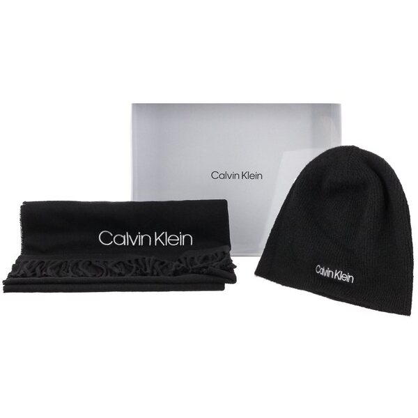  Calvin Klein Zestaw Prezentowy Czapka I Szalik Basic Wool Beanie+scarf Ck Black K50k507552 Bax (ck160-a) Calvin Klein 