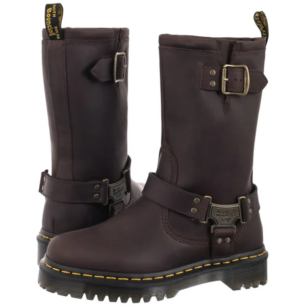  Dr. Martens Botki Anistone Burnished Waxy Pull Up Wp Dark Brown 31901201 (dr114-a) Dr. Martens 