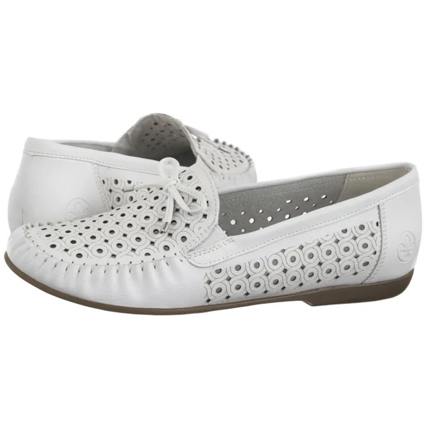  Rieker Mokasyny Białe Ażurowe L6352-80 White (ri249-a) Rieker 