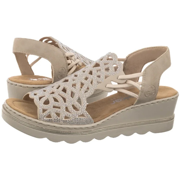  Rieker Sandały Beżowe 67465-62 Beige (ri377-a) Rieker 