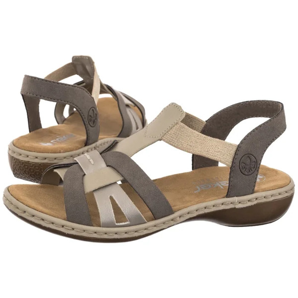  Rieker Sandały Beżowe 65918-64 Beige (ri13-c) Rieker 