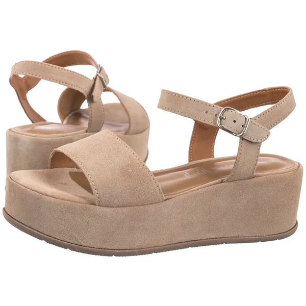  Tamaris Sandały Beżowe 1-28020-42 419 Ivory Suede (tm579-b) Tamaris 