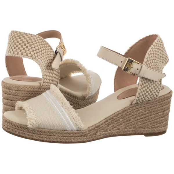  Tommy Hilfiger Sandały Fringe Canvas Medium Wedge Muslin Fw0fw08879 Acj (th1359-a) Tommy Hilfiger 