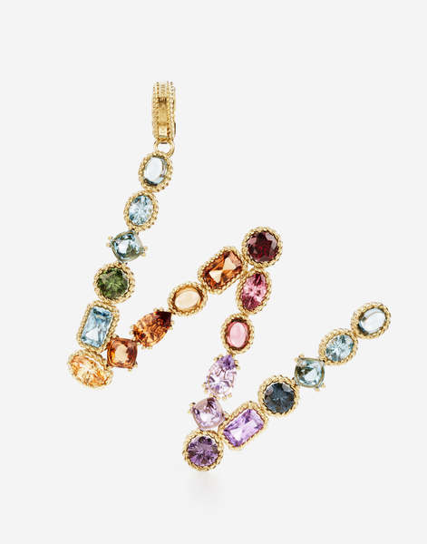  Dolce & Gabbana Dolce & Gabbana Alphabet W Charm In 18-karat Yellow Gold And Multicolored Gemstones - Woman Charms Gold Onesize 