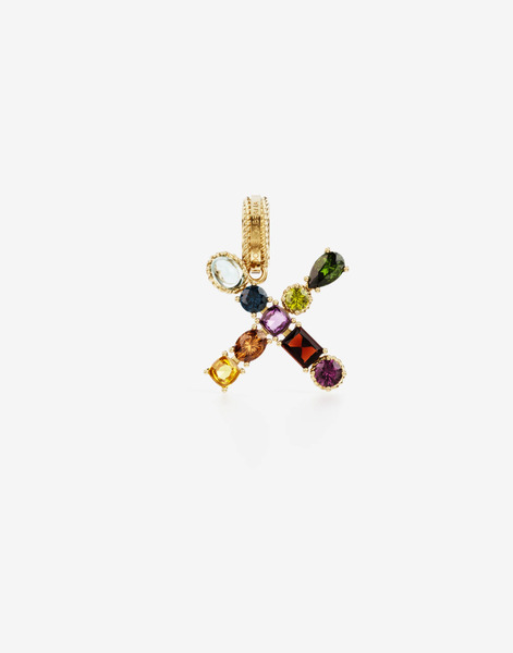  Dolce & Gabbana Dolce & Gabbana Alphabet X Charm In 18-karat Yellow Gold And Multicolored Gemstones - Woman Charms Gold Onesize 