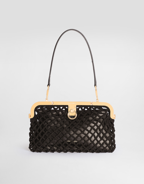  Dolce & Gabbana Dolce & Gabbana Amanda Handbag In Mesh And Palmellato Calfskin - Woman Shoulder And Crossbody Bags Black Onesize 