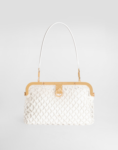  Dolce & Gabbana Dolce & Gabbana Amanda Handbag In Mesh And Palmellato Calfskin - Woman Shoulder And Crossbody Bags White Onesize 
