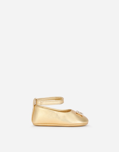  Dolce & Gabbana Dolce & Gabbana Ankle Strap Ballerina Shoes In Laminated Nappa Leather - Woman Newborn Girls' Shoes (16-20) Gold 19 