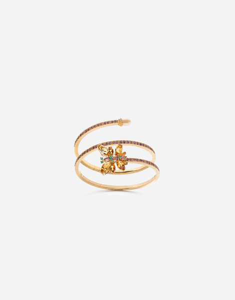  Dolce & Gabbana Dolce & Gabbana Butterfly Bracelet 18kt Yellow Gold, Citrines, Amethysts, And Emeralds - Woman Bracelets Gold Gold S 