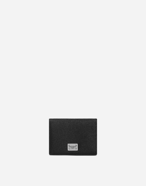  Dolce & Gabbana Dolce & Gabbana Calfskin Card Holder With Branded Plate - Man Wallets And Small Leather Goods Black Leather Onesize 