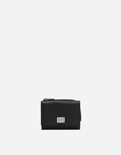  Dolce & Gabbana Dolce & Gabbana Calfskin French-flap Wallet With Logo Tag - Man Wallets And Small Leather Goods Black Leather Onesize 