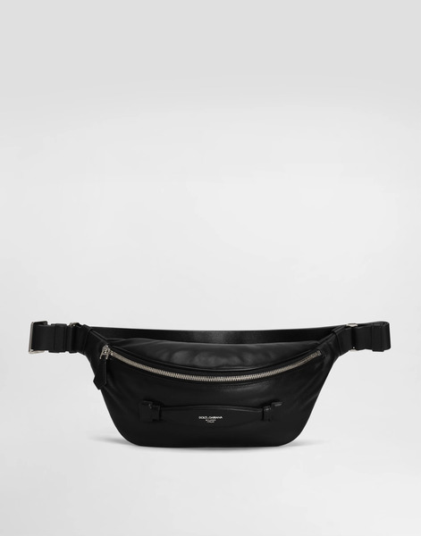 Dolce & Gabbana Dolce & Gabbana Calfskin Nappa Leather Belt Bag - Man Backpacks And Fanny Packs Black Leather Onesize 