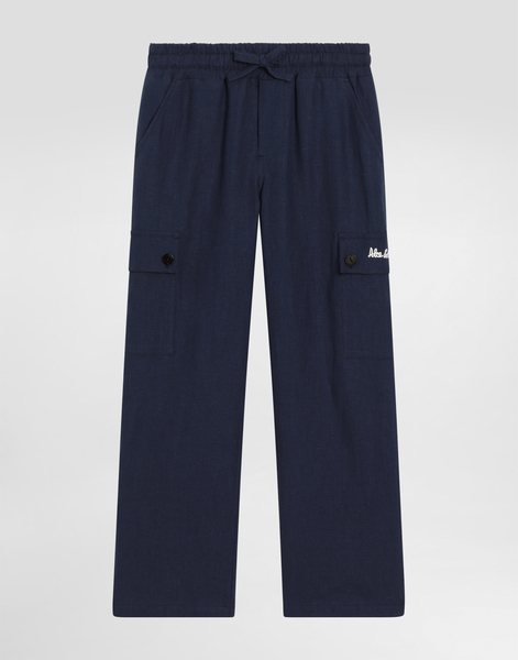  Dolce & Gabbana Dolce & Gabbana Canvas Pants With Logo - Man Trousers And Shorts Blue 12+ Years 