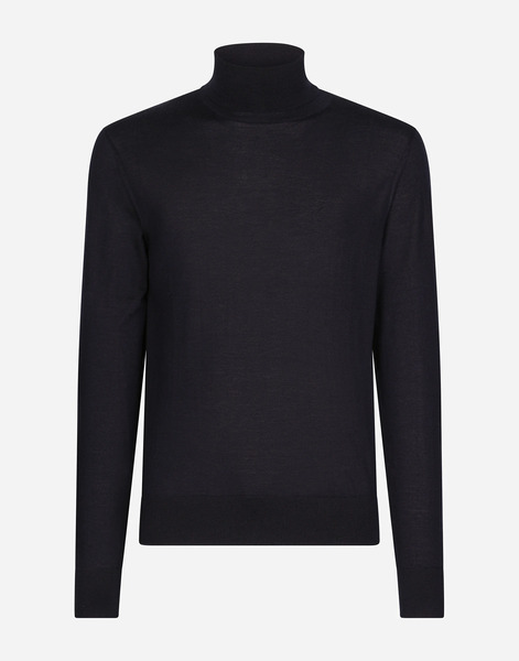  Dolce & Gabbana Dolce & Gabbana Cashmere And Silk Turtle-neck Sweater - Man Sweaters And Cardigans Blue Cashmere 50 