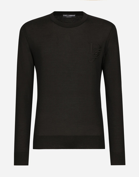  Dolce & Gabbana Dolce & Gabbana Cashmere Round-neck Sweater With Dg Embroidery - Man Sweaters And Cardigans Black 58 