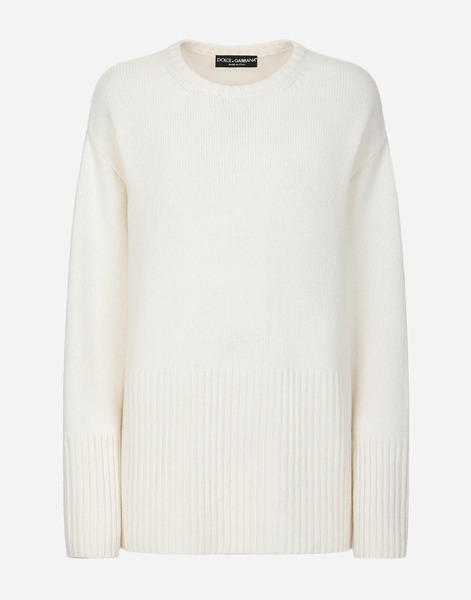  Dolce & Gabbana Dolce & Gabbana Cashmere Sweater With Dg Logo Embroidery - Woman Sweaters And Cardigans White 44 