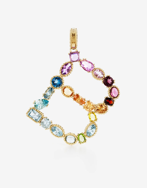  Dolce & Gabbana Dolce & Gabbana Charm B Lettering 18-carat Yellow Gold And Multicolored Gems - Woman Charms Gold Onesize 