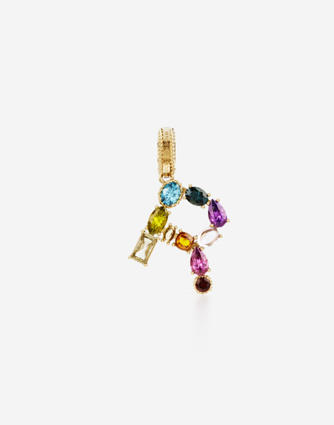  Dolce & Gabbana Dolce & Gabbana Charm R Lettering 18-carat Yellow Gold And Multicolored Gems - Woman Charms Gold Onesize 