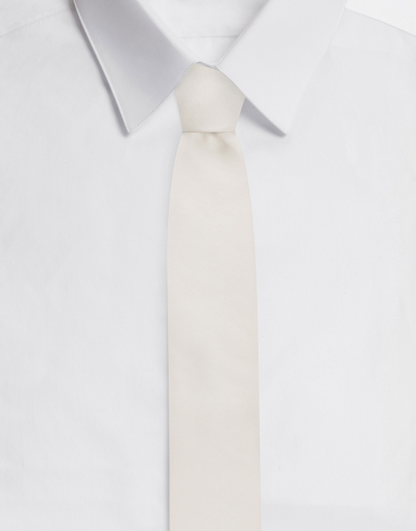  Dolce & Gabbana Dolce & Gabbana 6-cm Silk Blade Tie With Dg Logo Embroidery - Man Ties And Pocket Squares White Silk Onesize 