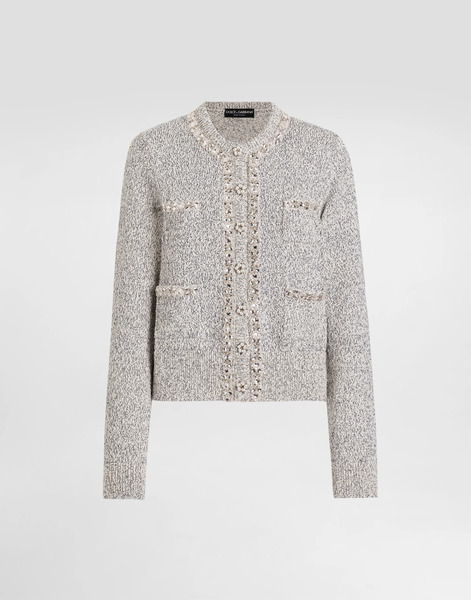  Dolce & Gabbana Dolce & Gabbana Cotton And Silk Cardigan - Woman Sweaters And Cardigans Grey 40 