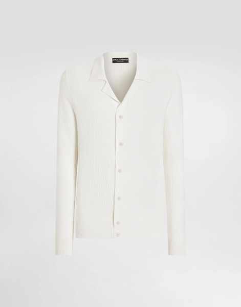  Dolce & Gabbana Dolce & Gabbana Cotton Openwork-knit Shirt - Man Sweaters And Cardigans White 48 