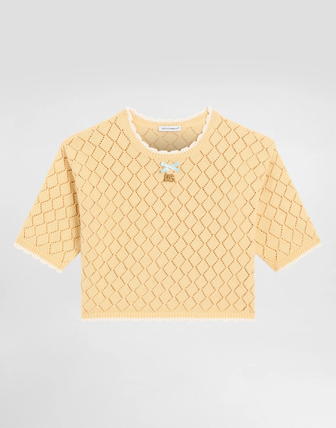  Dolce & Gabbana Dolce & Gabbana Cotton Pullover With Diamond Pattern - Woman Sweaters Yellow 6 Years 